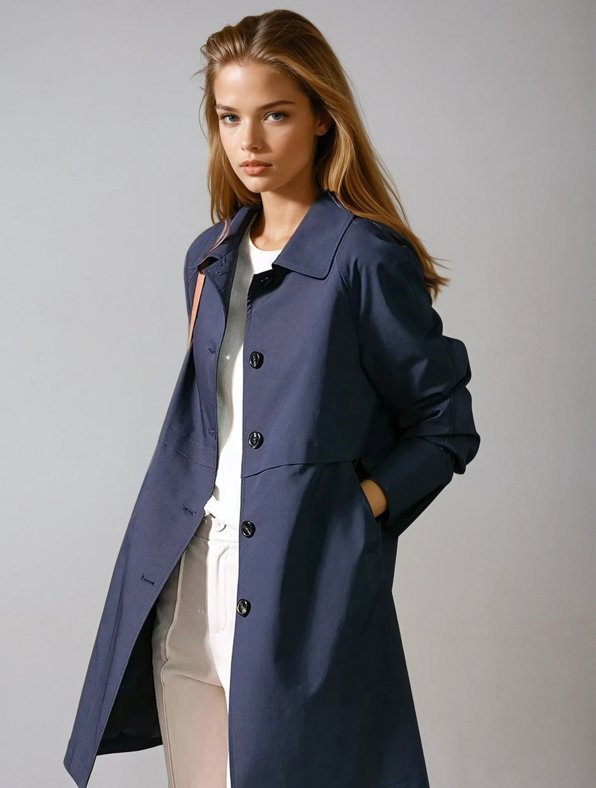 Women's Button up Short Trench Coat