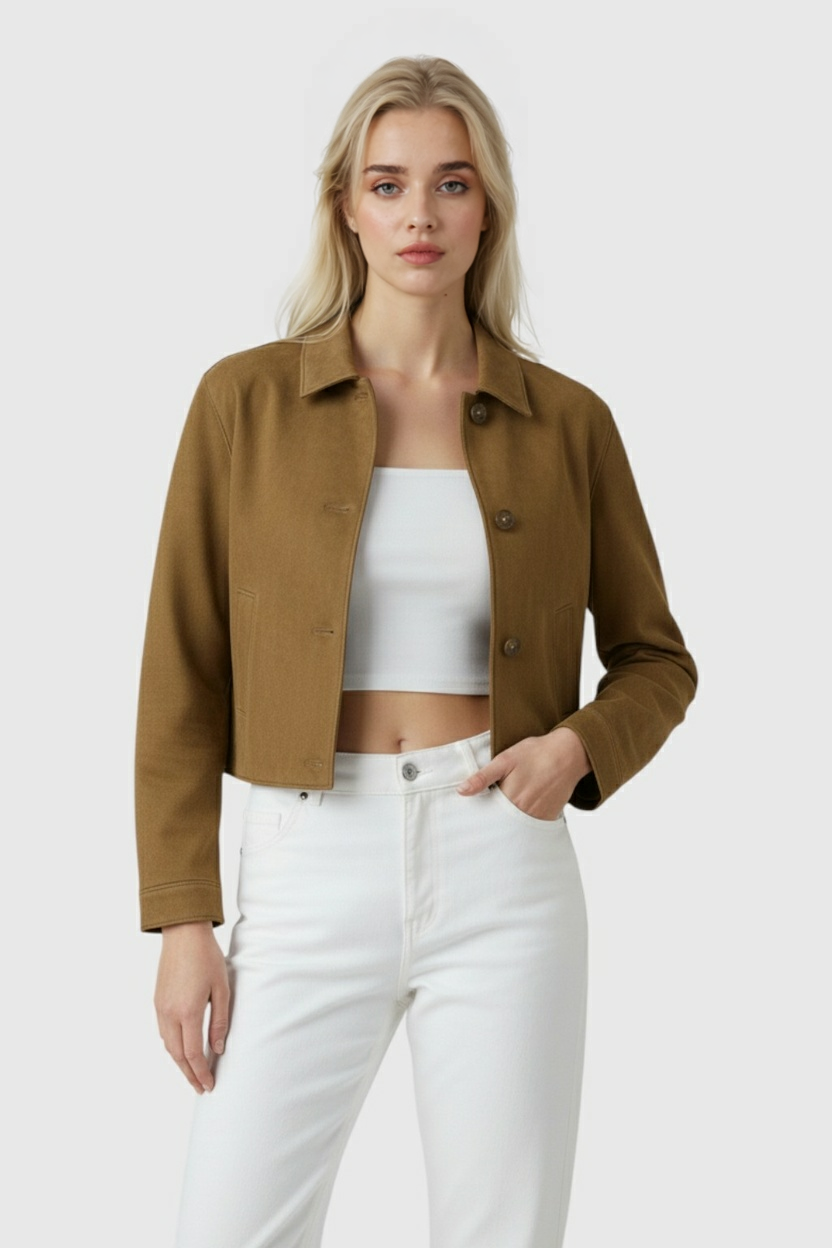 Elegant French Collar Casual Jacket with Long Sleeves