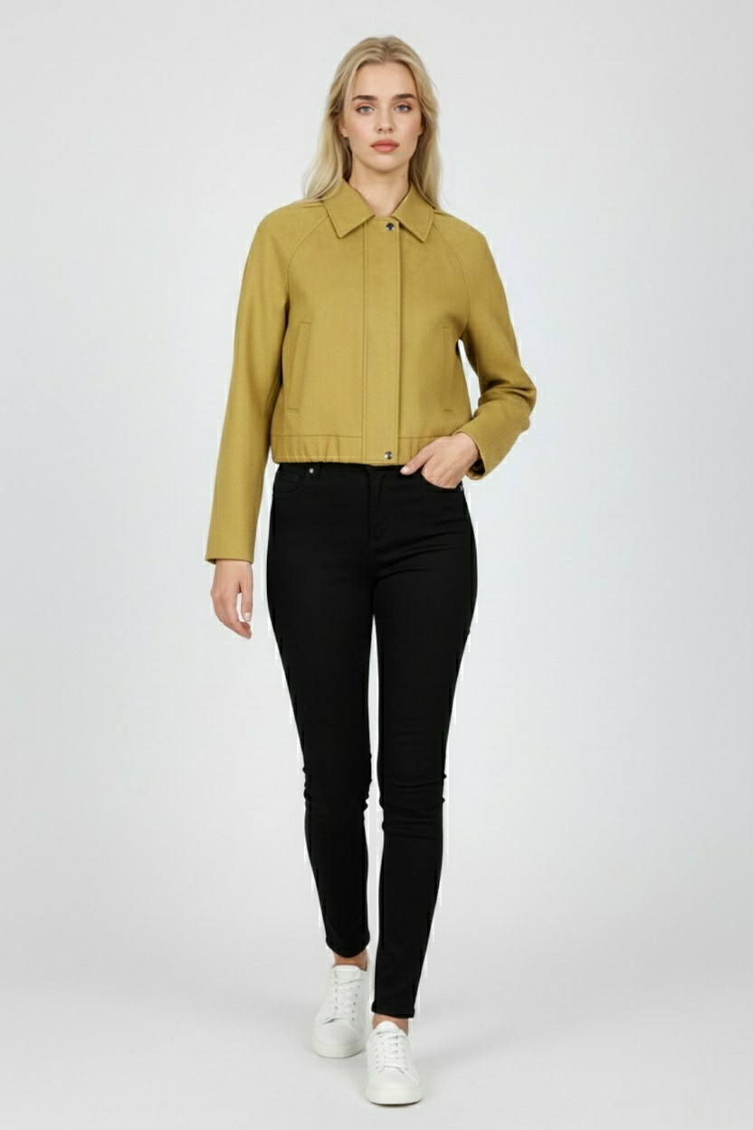 Stylish Yellow Bomber Jacket with Trendy Details