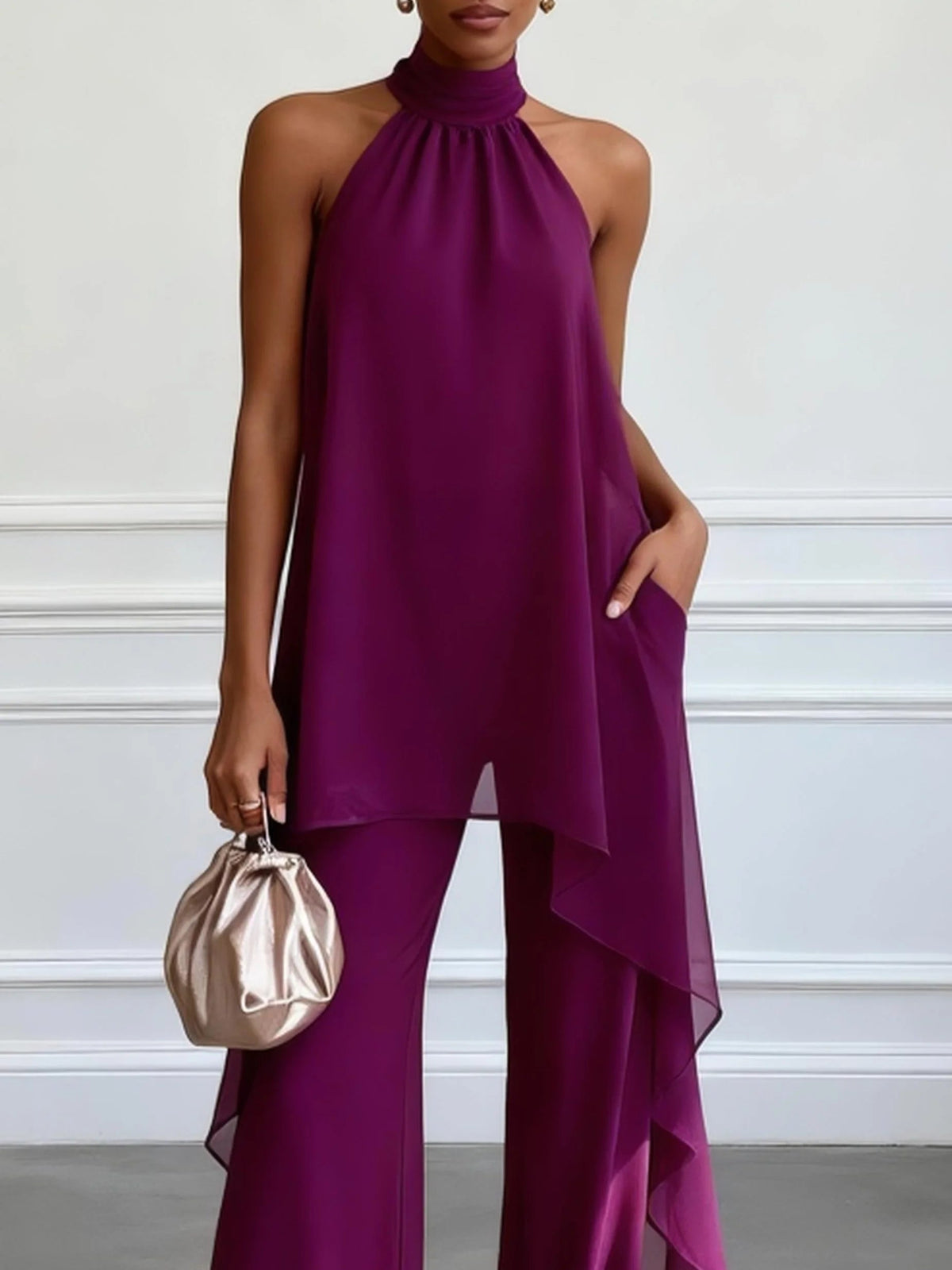Viola | Halter-Neck Wide-Leg Two-Piece Set for Women