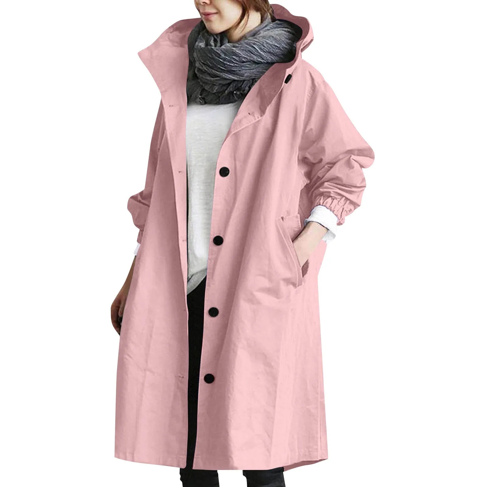 Women's Long Hooded Trench Coat