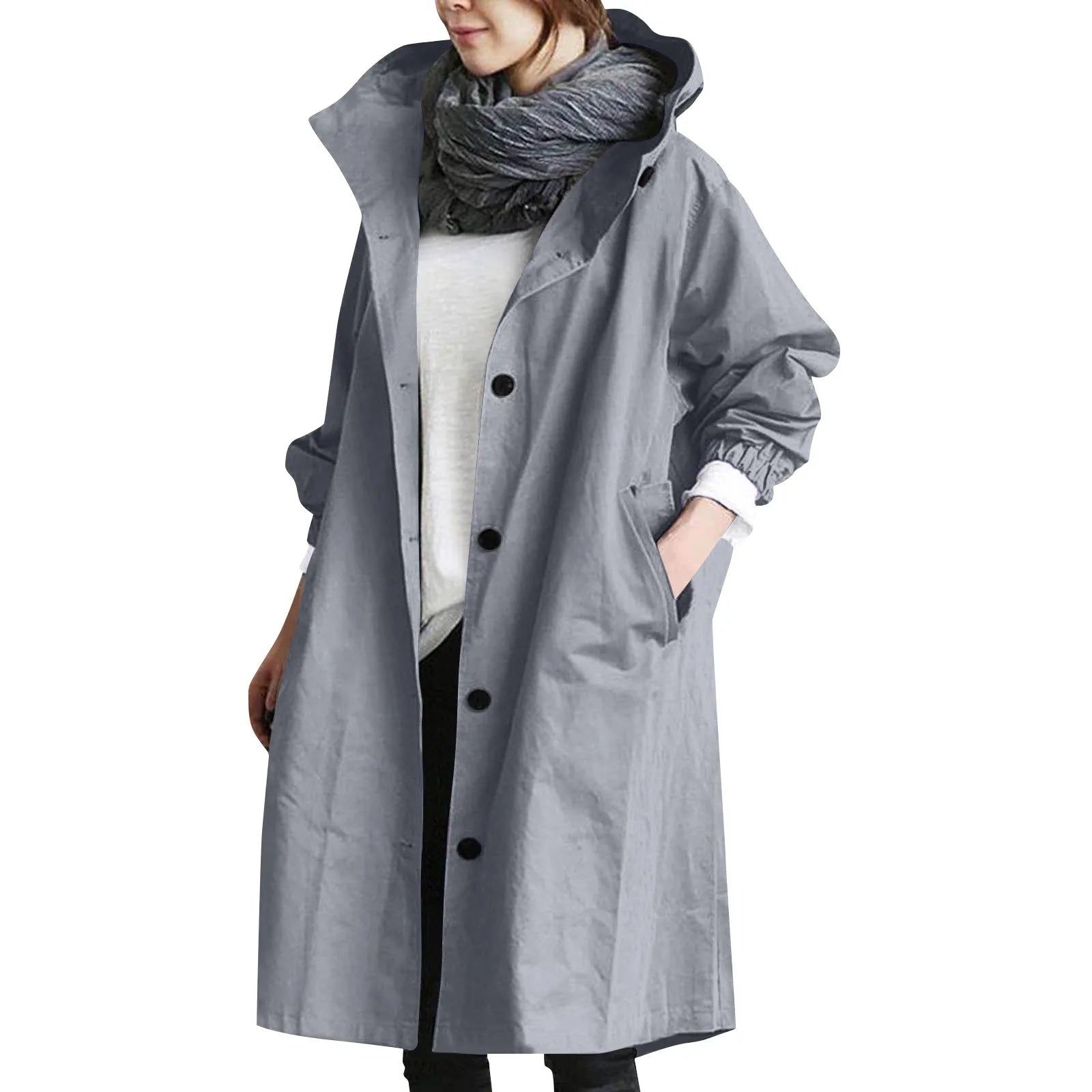 Women's Long Hooded Trench Coat