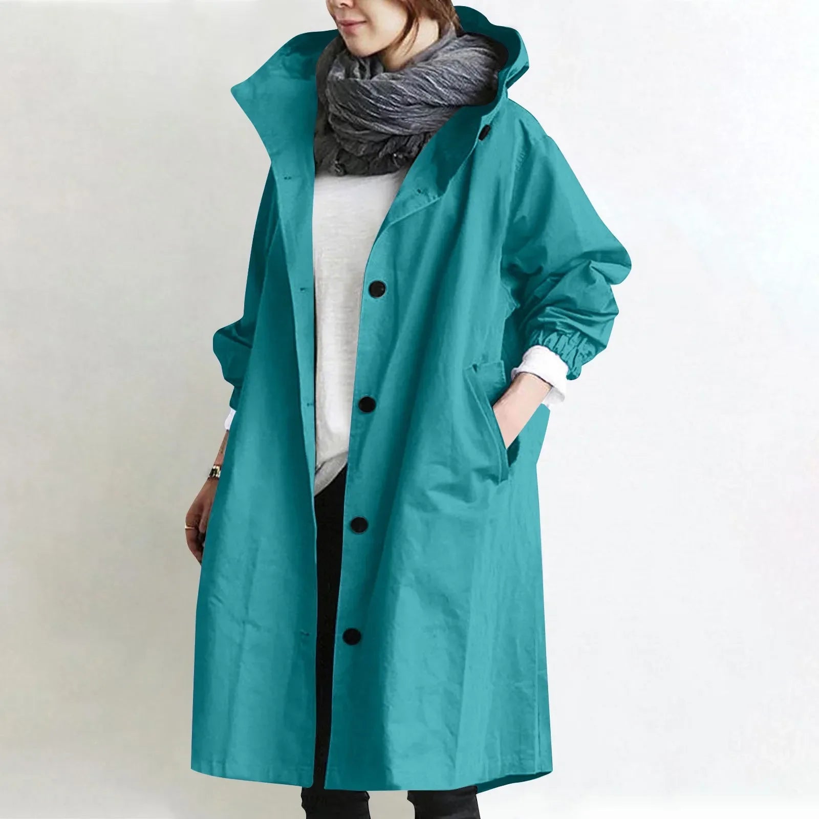 Women's Long Hooded Trench Coat