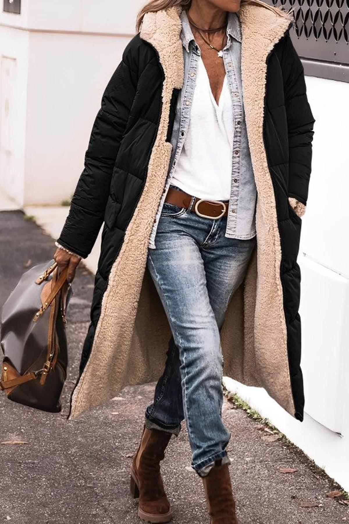 Women's Long Winter Coat Jacket With Hood