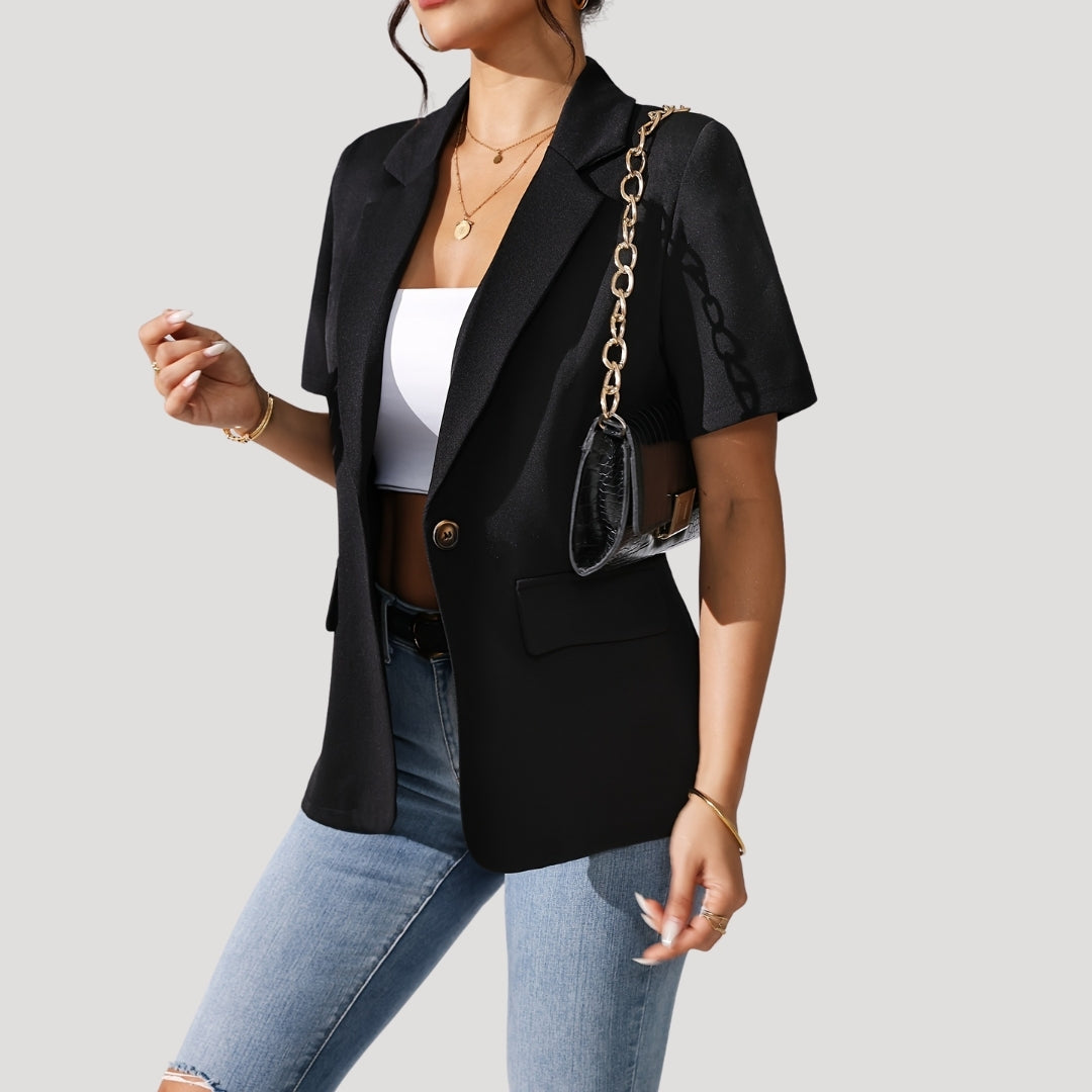 Classic Women's short-sleeve black blazer