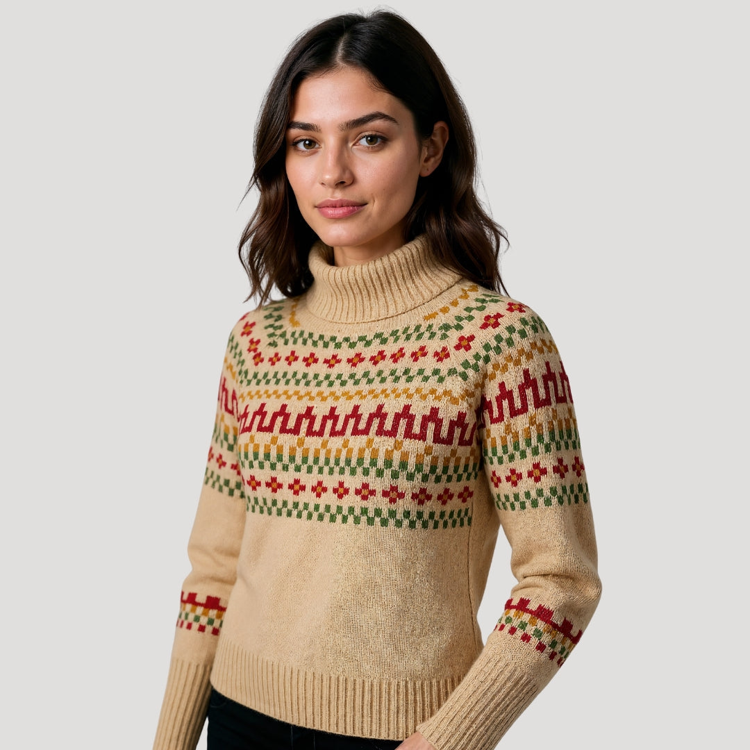 Fair isle chunky knit oversized winter jumper for Women