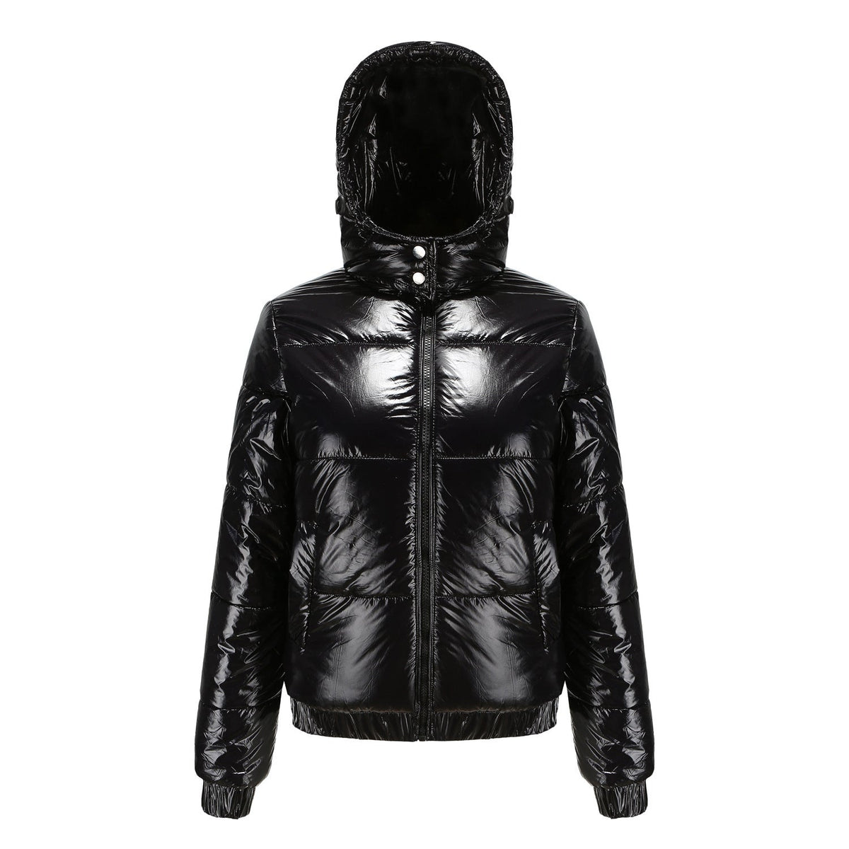 Women's high-gloss down jacket with hood