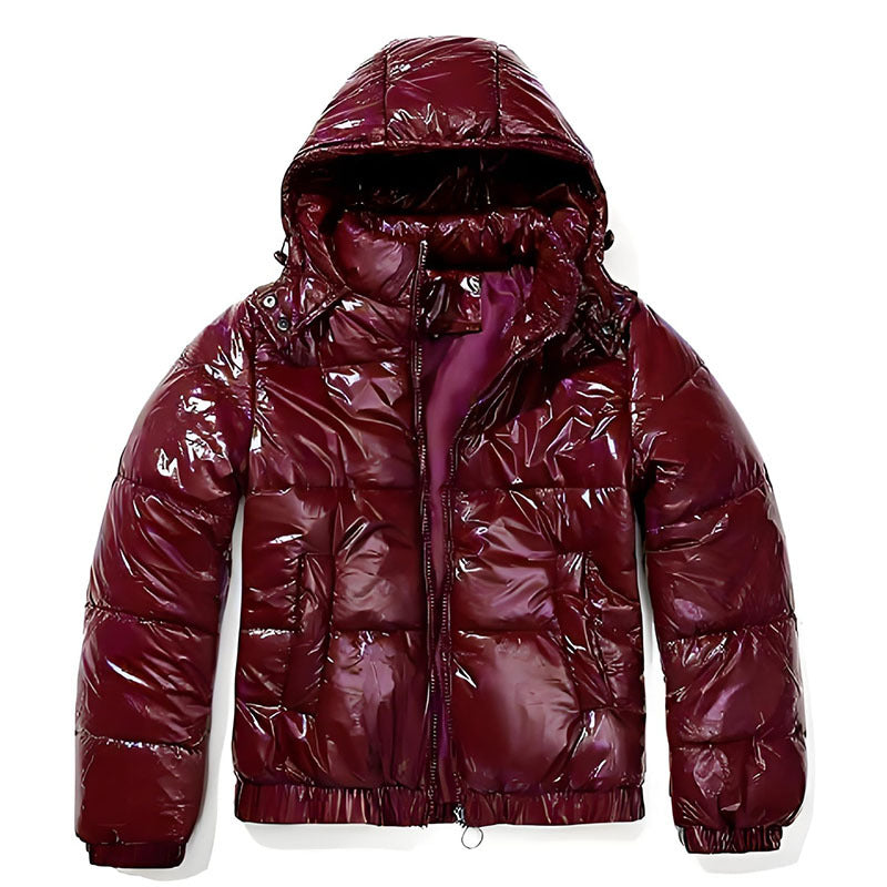 Women's high-gloss down jacket with hood