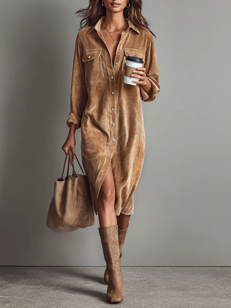 Estela | Loose midi corduroy dress