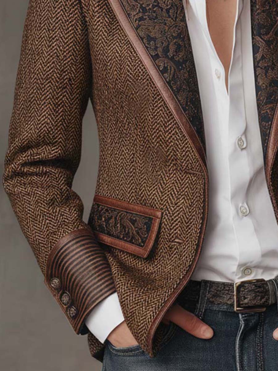 Doris | Herringbone Paisley Lapel Blazer