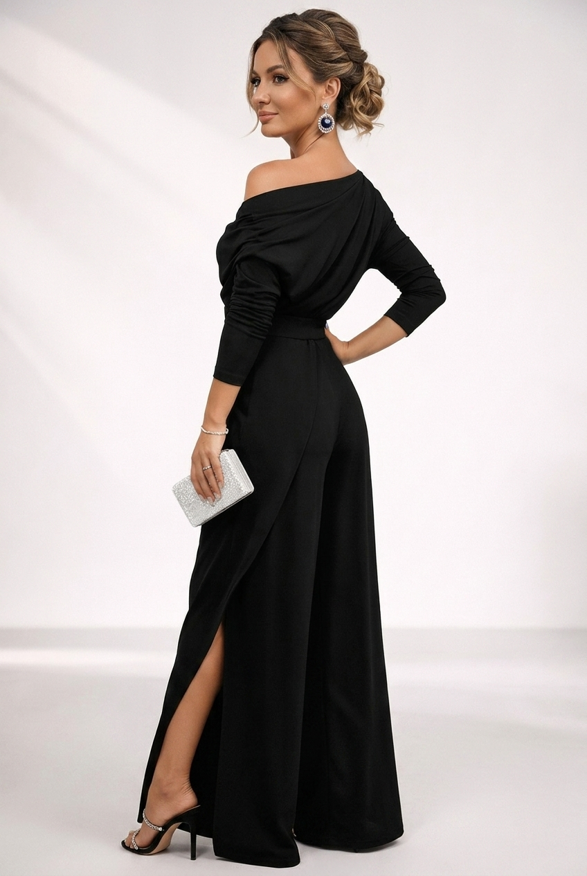 Paula | One-Shoulder Draped Wide-Leg Jumpsuit