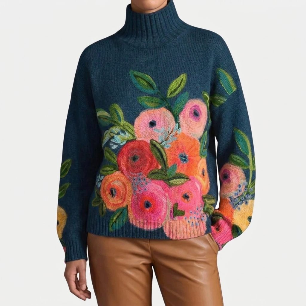 Coralie™ - Floral Garden Turtleneck