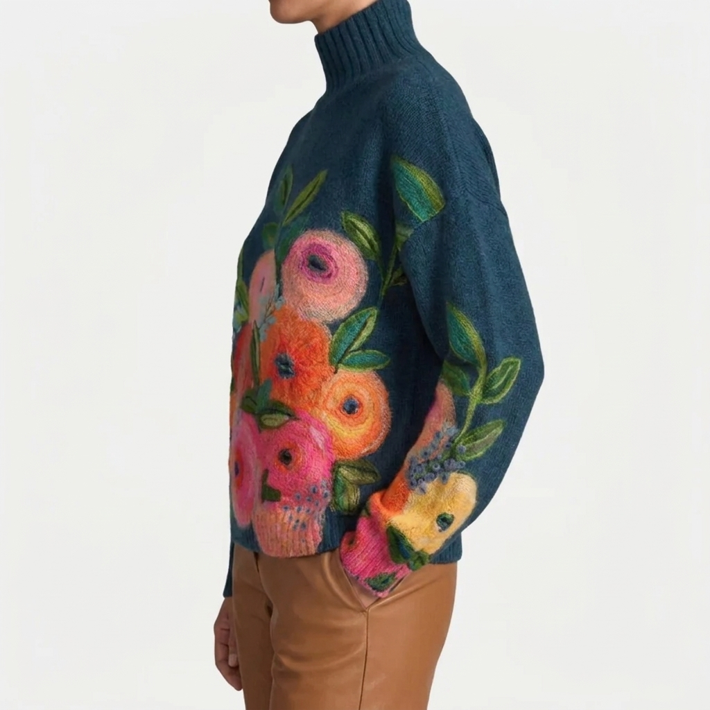 Coralie™ - Floral Garden Turtleneck