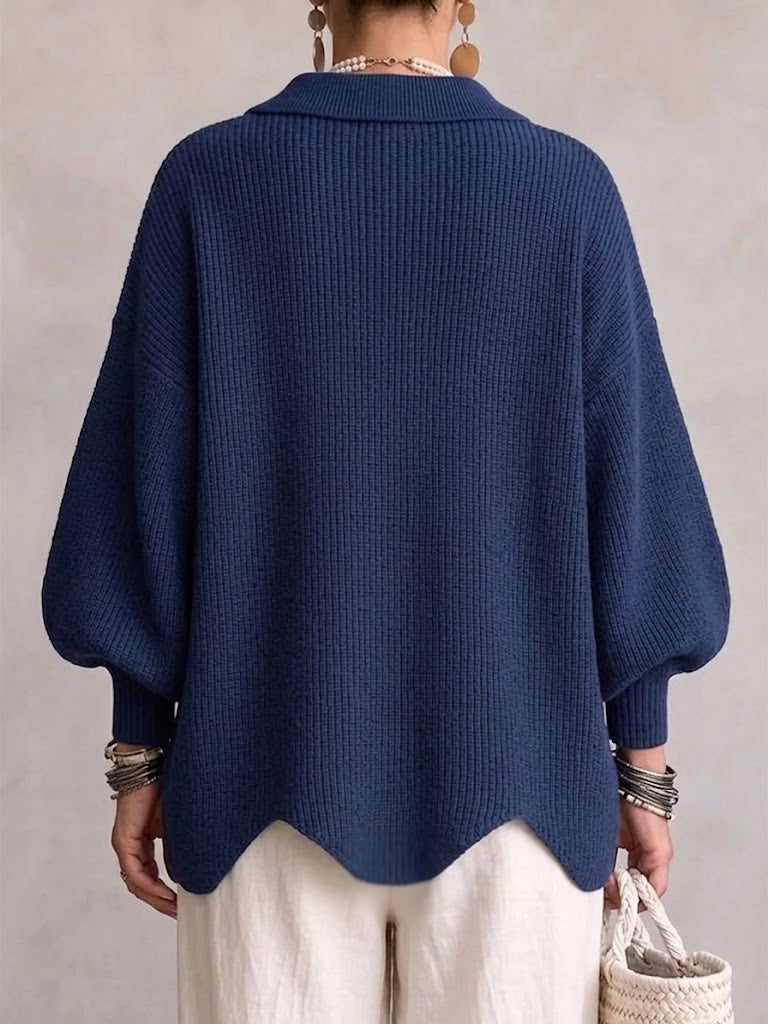 Elvinia™ | Oversized Collared Cardigan With Large Metal Buttons