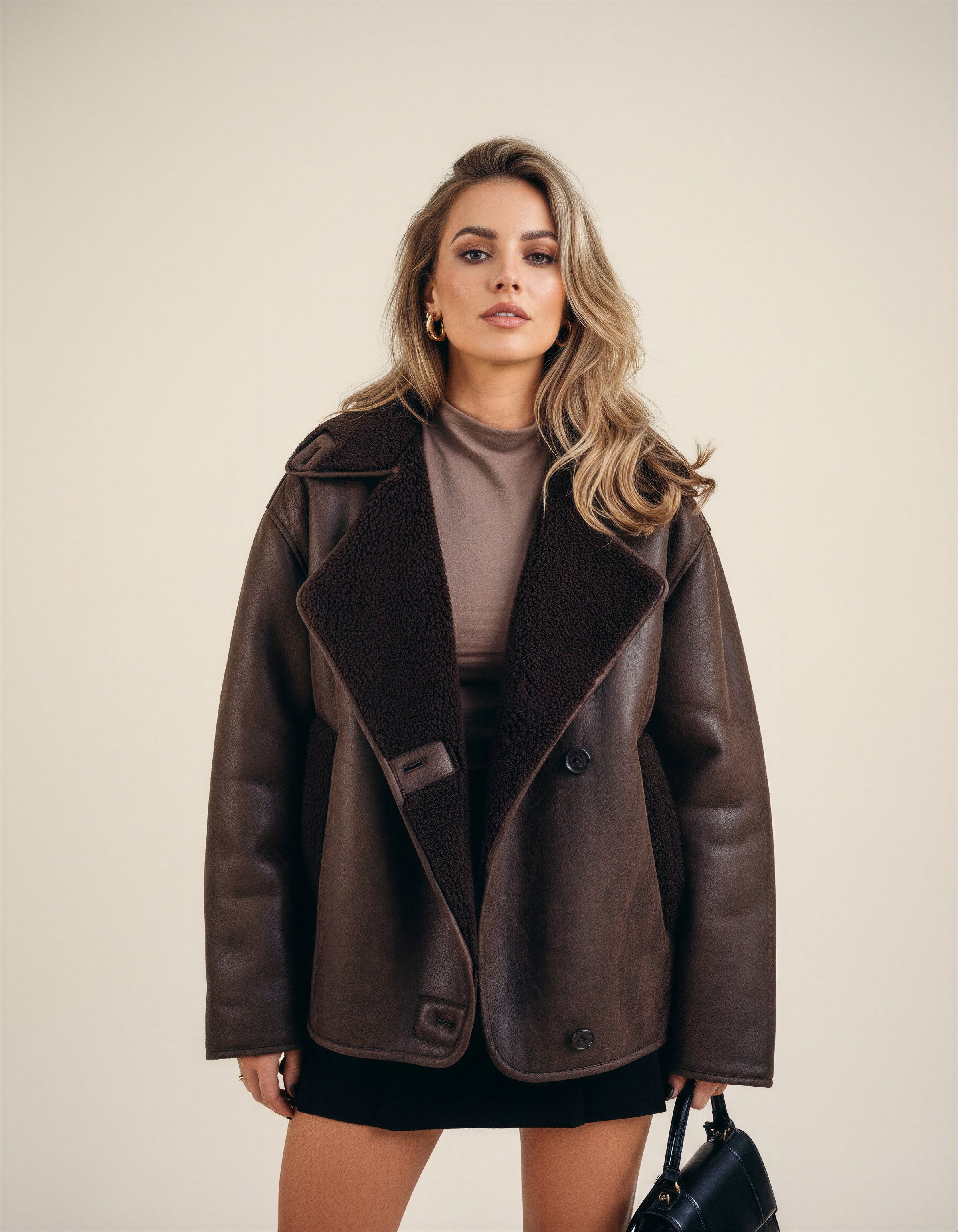 Women's Brown Faux Leather Biker Jacket