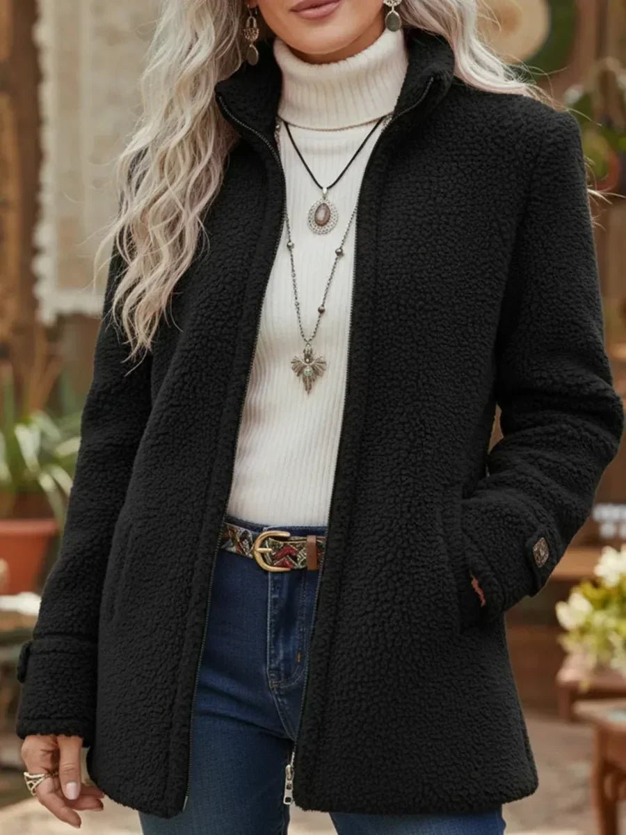 Patricia | Plush Stand-Collar Zip Coat